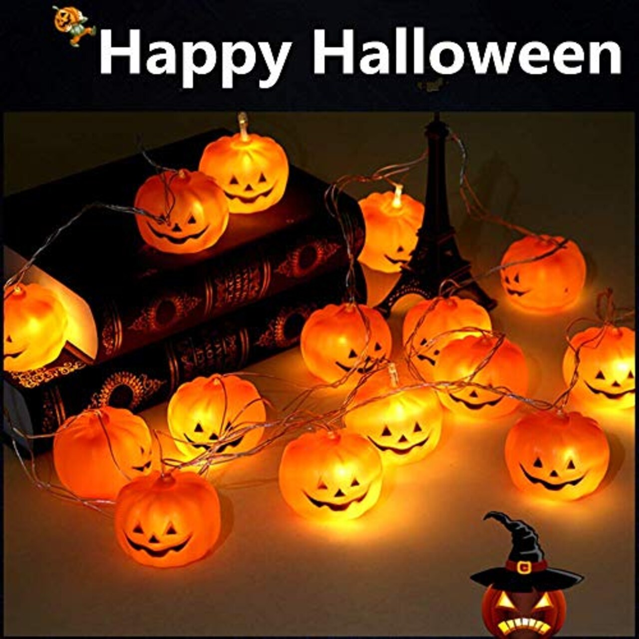 Halloween String Lights, LED Pumpkin Lights, Holiday Lights for Outdoor Decor,2 Modes Steady/Flickering Lights(20 One Pumpkin Lights, 9.8 feet) (Pumpkin)
